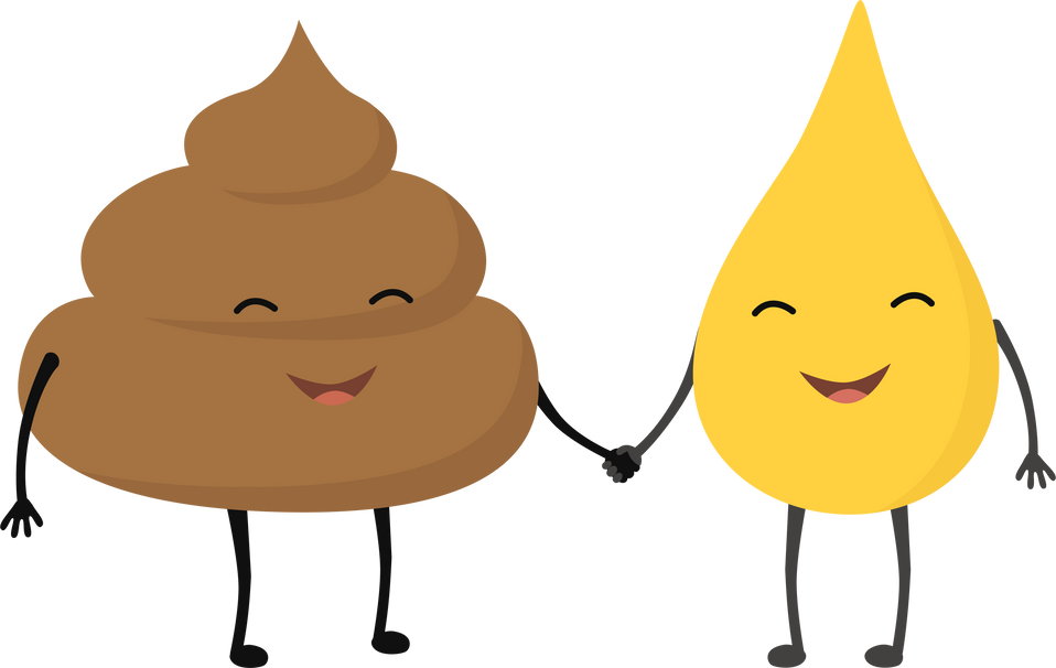Illustration cute happy smiling urine pee drop and poop friends character. Urine pee drop face,  character, excrement, toilet concept