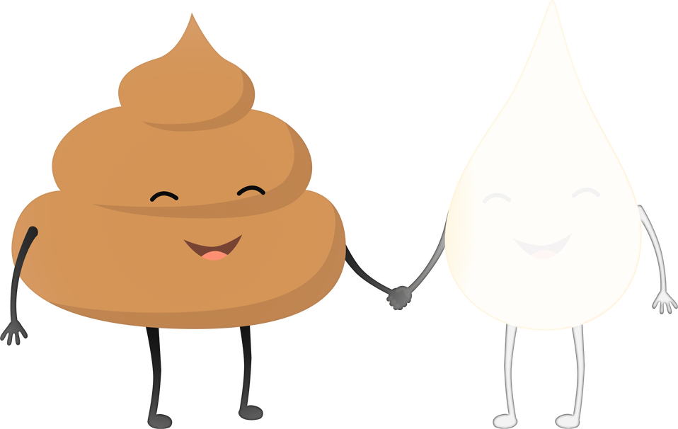 Illustration cute happy smiling urine pee drop and poop friends character. Urine pee drop face,  character, excrement, toilet concept
